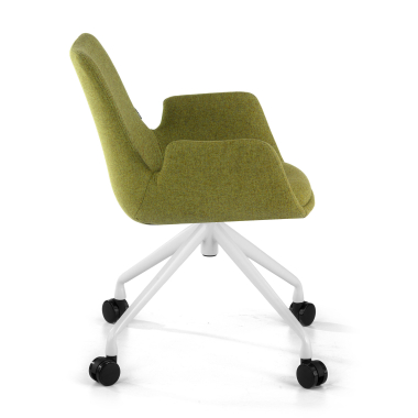chaise de conference blanc vert giratoire avec roulettes tissu accoudoirs rembourres 4