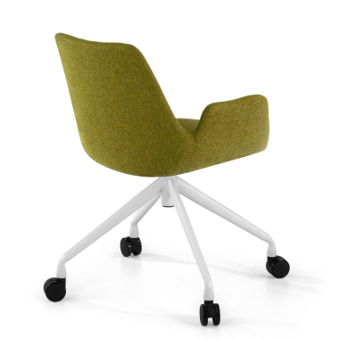 chaise de conference blanc vert giratoire avec roulettes tissu accoudoirs rembourres 5