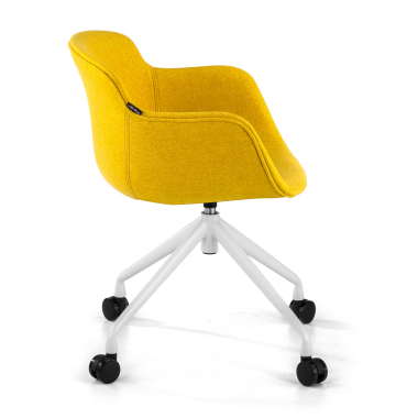 chaise de conference blanc jaune giratoire avec roulettes tissu accoudoirs rembourres 4