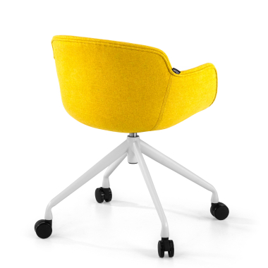 chaise de conference blanc jaune giratoire avec roulettes tissu accoudoirs rembourres 5