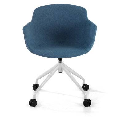 chaise de conference blanc bleu giratoire avec roulettes tissu accoudoirs rembourres 3