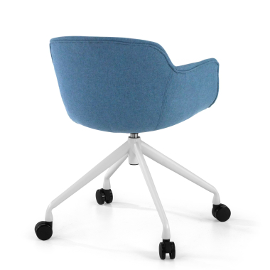 chaise de conference blanc bleu giratoire avec roulettes tissu accoudoirs rembourres 5
