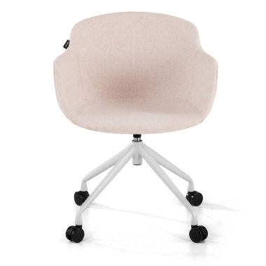 chaise de conference blanc beige giratoire avec roulettes tissu accoudoirs rembourres 3