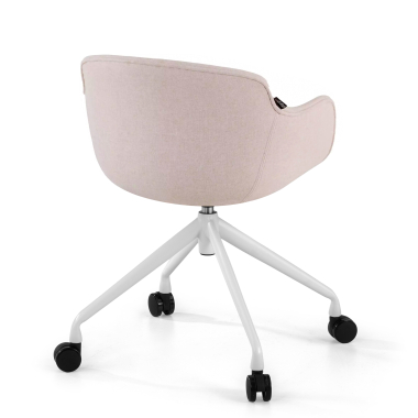 chaise de conference blanc beige giratoire avec roulettes tissu accoudoirs rembourres 5