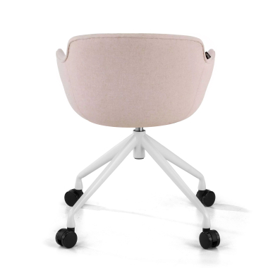 chaise de conference blanc beige giratoire avec roulettes tissu accoudoirs rembourres 6