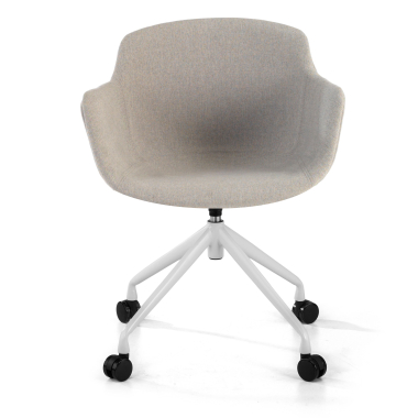 chaise de conference blanc gris giratoire avec roulettes tissu accoudoirs rembourres 3