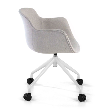 chaise de conference blanc gris giratoire avec roulettes tissu accoudoirs rembourres 4