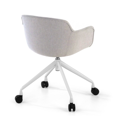 chaise de conference blanc gris giratoire avec roulettes tissu accoudoirs rembourres 5