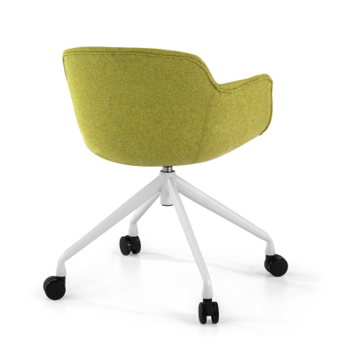 chaise de conference blanc vert giratoire avec roulettes tissu accoudoirs rembourres 5