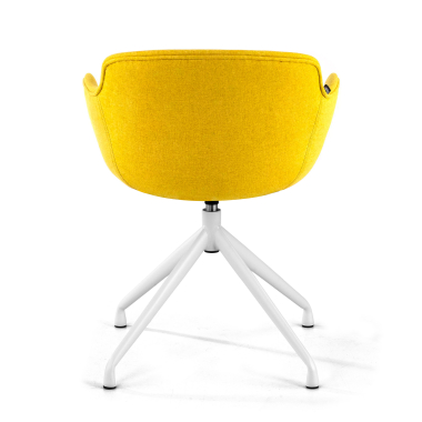 chaise de conference blanc jaune base pyramide tissu accoudoirs rembourres 5