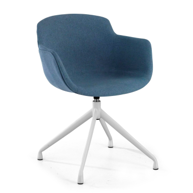 chaise de conference blanc bleu base pyramide tissu accoudoirs rembourres 1