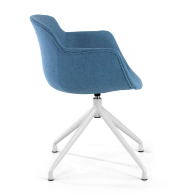 chaise de conference blanc bleu base pyramide tissu accoudoirs rembourres 3