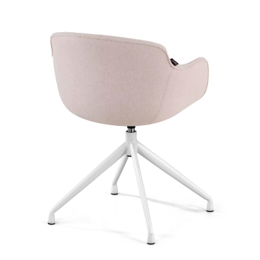 chaise de conference blanc beige base pyramide tissu accoudoirs rembourres 4