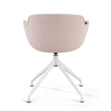 chaise de conference blanc beige base pyramide tissu accoudoirs rembourres 5