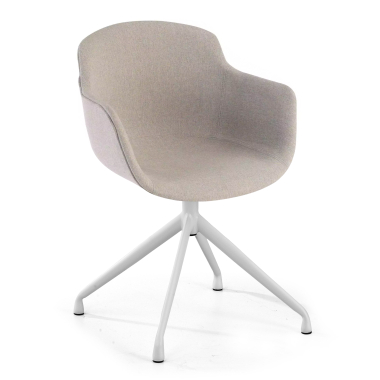 chaise de conference blanc gris base pyramide tissu accoudoirs rembourres 1