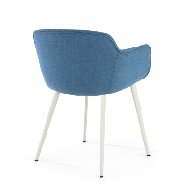 chaise de conference blanc bleu 4 pattes tissu accoudoirs rembourres 4