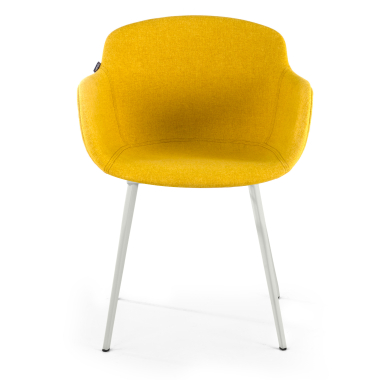 chaise de conference blanc jaune 4 pattes tissu accoudoirs rembourres 3