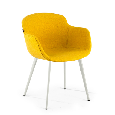 chaise de conference blanc jaune 4 pattes tissu accoudoirs rembourres 1
