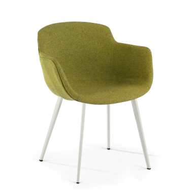chaise de conference blanc vert 4 pattes tissu accoudoirs rembourres 1