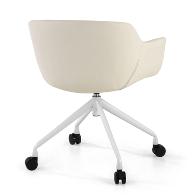 chaise de conference blanc blanc avec roulettes simil cuir accoudoirs rembourres 6
