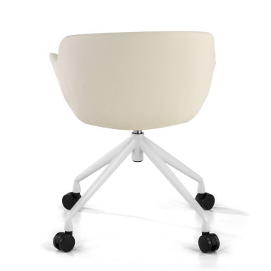 chaise de conference blanc blanc avec roulettes simil cuir accoudoirs rembourres 7