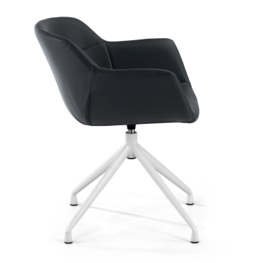 chaise de conference blanc noir base pyramide simil cuir accoudoirs rembourres 4