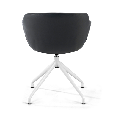 chaise de conference blanc noir base pyramide simil cuir accoudoirs rembourres 6