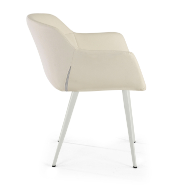 chaise de conference blanc blanc 4 pattes simil cuir accoudoirs rembourres 4