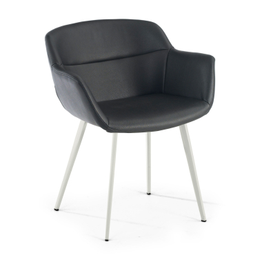 chaise de conference blanc noir 4 pattes simil cuir accoudoirs rembourres 1