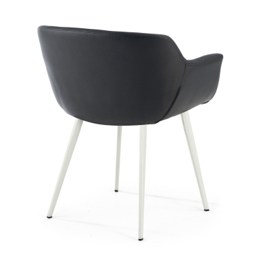 chaise de conference blanc noir 4 pattes simil cuir accoudoirs rembourres 5