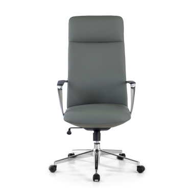 fauteuil de bureau gris dossier haut simil cuir accoudoirs fixes 3