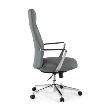 fauteuil de bureau gris dossier haut simil cuir accoudoirs fixes 4