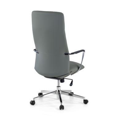 fauteuil de bureau gris dossier haut simil cuir accoudoirs fixes 5