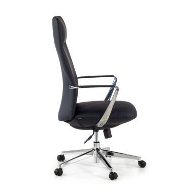 fauteuil de bureau noir dossier haut simil cuir accoudoirs fixes 4