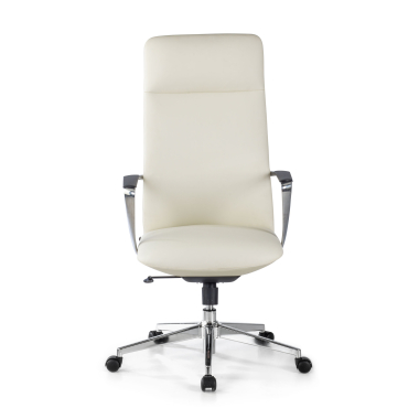 fauteuil de bureau blanc dossier haut simil cuir accoudoirs fixes 3