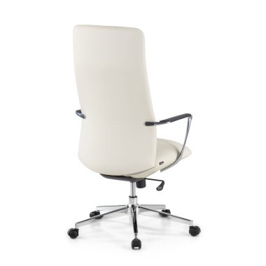 fauteuil de bureau blanc dossier haut simil cuir accoudoirs fixes 5