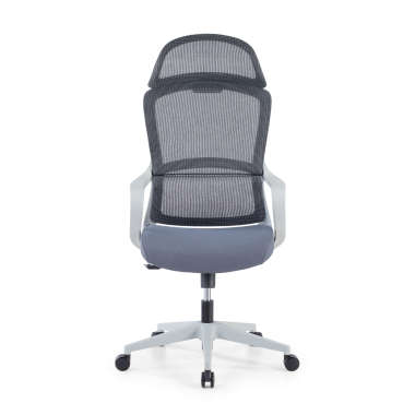 chaise de bureau blanc gris nebula maille accoudoirs fixes soutien lombaire appui tete 3
