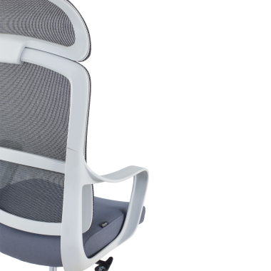 chaise de bureau blanc gris nebula maille accoudoirs fixes soutien lombaire appui tete 8