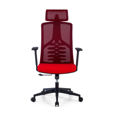 chaise ergonomique rouge quick maille accoudoirs reglables 3d soutien lombaire appui tete 3