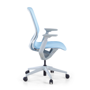 chaise de bureau design blanc bleu kinet maille accoudoirs reglables 3d 4