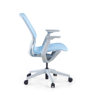 chaise de bureau design blanc bleu kinet maille accoudoirs reglables 3d 5
