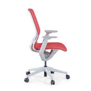 chaise de bureau design blanc rouge kinet maille accoudoirs reglables 3d 4