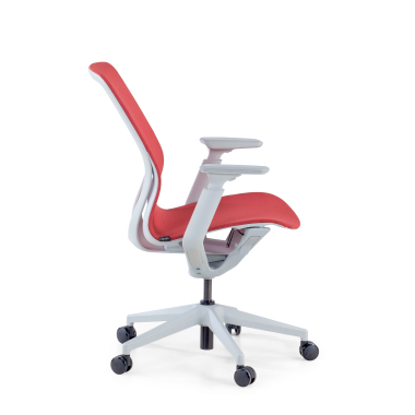 chaise de bureau design blanc rouge kinet maille accoudoirs reglables 3d 5