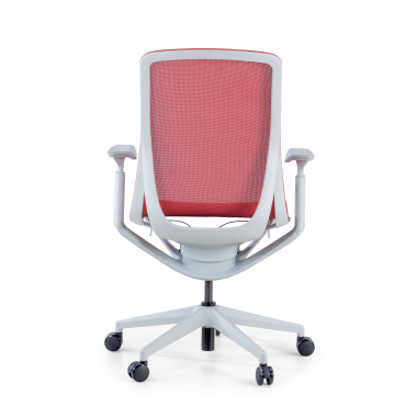 chaise de bureau design blanc rouge kinet maille accoudoirs reglables 3d 7