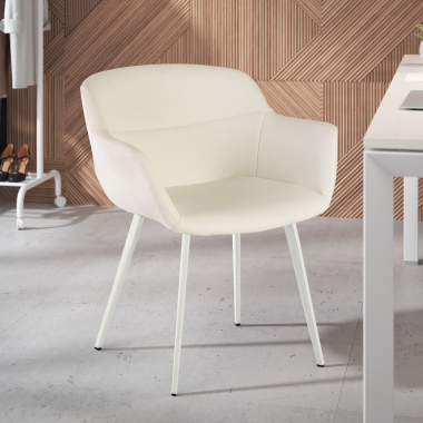 chaise de conference blanc blanc 4 pattes simil cuir accoudoirs rembourres 2