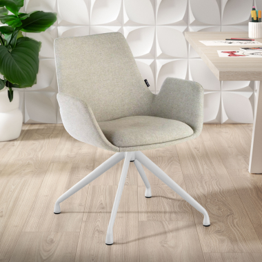 chaise de conference blanc gris pivotante tissu accoudoirs rembourres 2