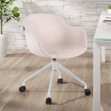 chaise de conference blanc beige giratoire avec roulettes tissu accoudoirs rembourres 2