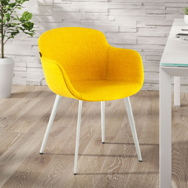 chaise de conference blanc jaune 4 pattes tissu accoudoirs rembourres 2