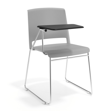 chaise avec tablette gris avec une palette d ecriture tissu sans accoudoirs 1