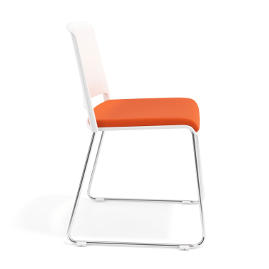 chaise de conference blanc orange sans bras tapissee tissu sans accoudoirs 3